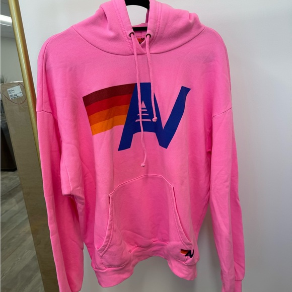 Aviator Nation Tops - Aviator Nation Neon Pink Logo Pullover Relaxed Hoodie